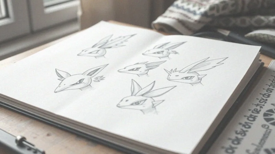 Jak narysować uszy i pióra na głowie Pokemona?